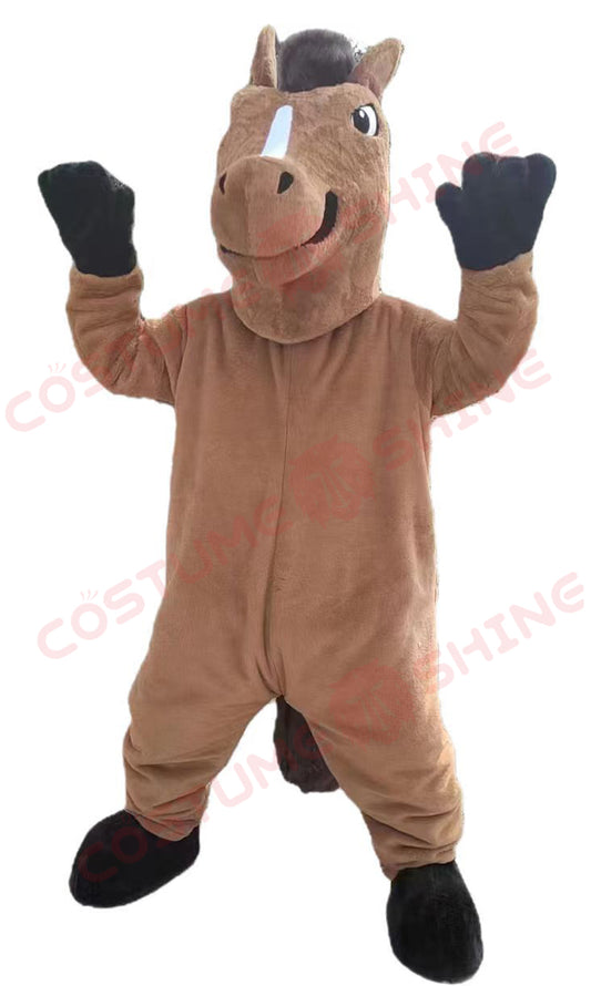 Brown Horse Mascot Costume – Friendly Farm Animal Suit for School Events & Rodeos