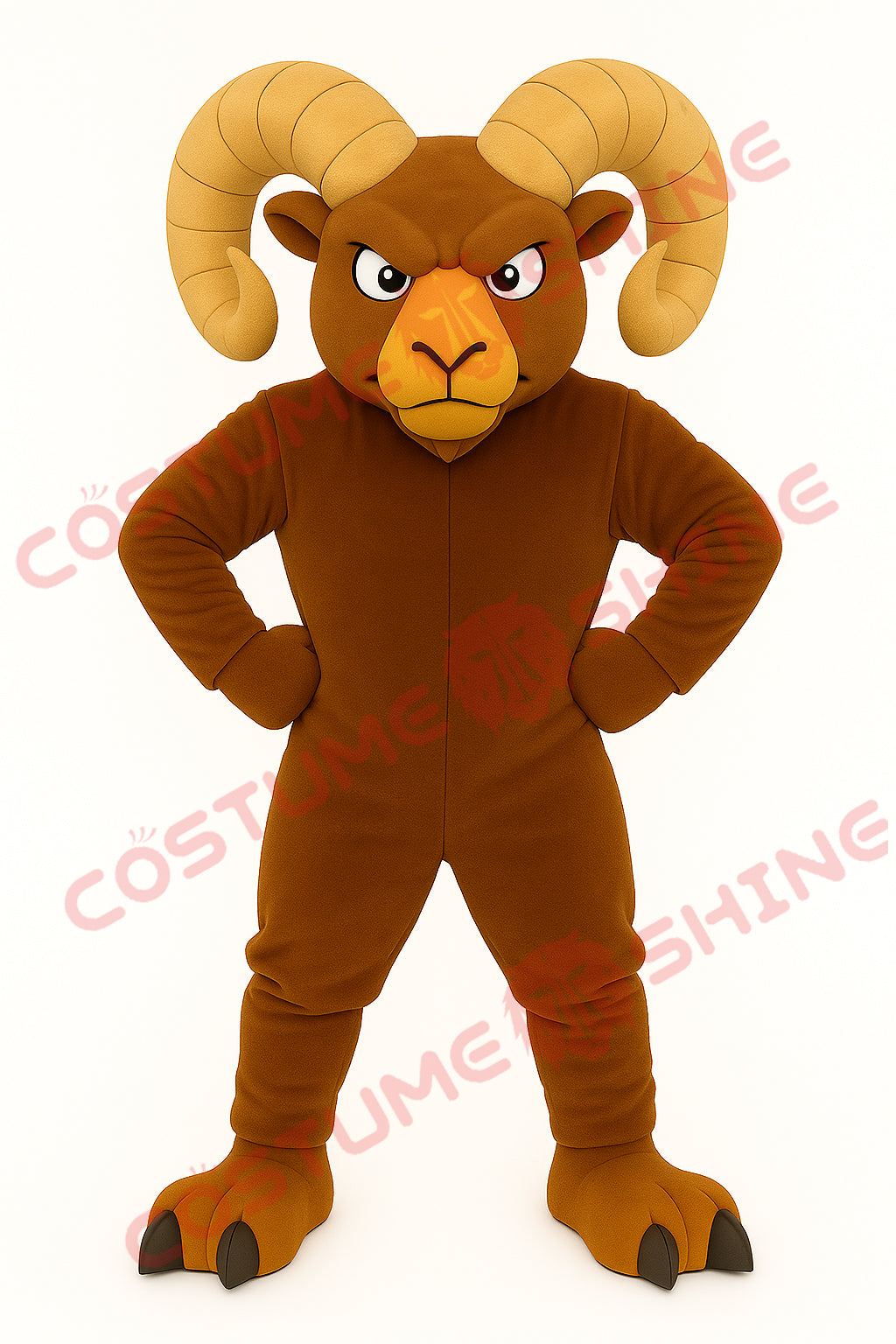 Brown Ram Mascot Costume – Horned Animal Suit