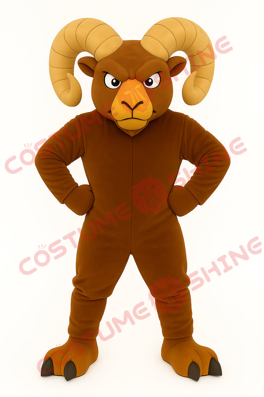Brown Ram Mascot Costume – Horned Animal Suit