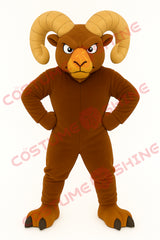 Brown Ram Mascot Costume – Horned Animal Suit