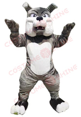 Gray Bulldog Mascot Costume – Fierce Dog Mascot Suit for School & Sports Teams