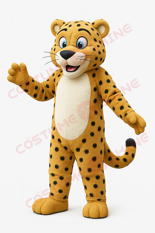 Cute Cheetah Mascot Costume for Adults – Furry Yellow Suit with Black Spots