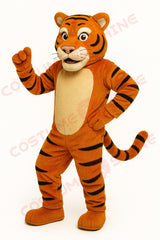 Classic Tiger Mascot Costume – Orange Cartoon Animal Suit with Black Stripes