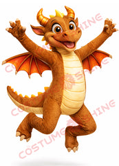 Brown Dragon Mascot Costume Adult Jumping Style