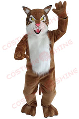 Fierce Wildcat Mascot Costume for Adults – Brown & White Plush Wildcat Suit for Sports, School & Events