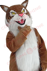 Fierce Wildcat Mascot Costume for Adults – Brown & White Plush Wildcat Suit for Sports, School & Events