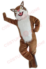 Fierce Wildcat Mascot Costume for Adults – Brown & White Plush Wildcat Suit for Sports, School & Events