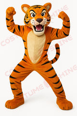 Fierce Tiger Mascot Costume – Bold Striped Full Body Suit with Aggressive Expression