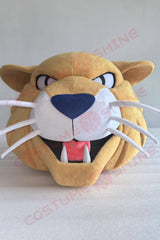 Fierce Yellow Wildcat Mascot Costume in Blue Athletic Suit