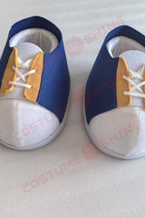 Fierce Yellow Wildcat Mascot Costume in Blue Athletic Suit