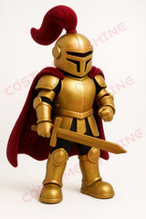 Gold Knight Mascot Costume with Red Cape and Sword – Custom School Team Armor Plush Suit