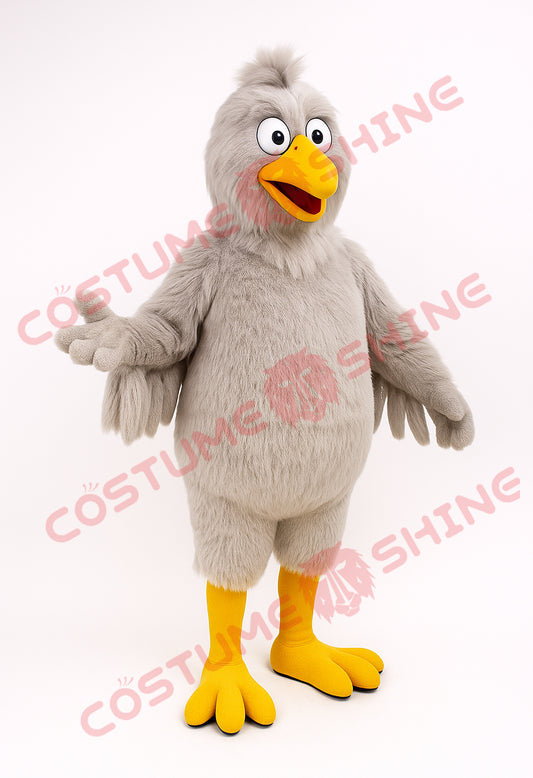 Gray Chicken Mascot Costume | Funny Animal Suit for School Events