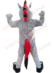 Gray Horse Mascot Costume with Muscular Chest – Custom Stallion Character for Sports & Events