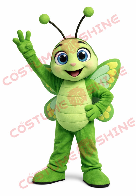 Green Butterfly Mascot Costume for Adults Plush Full Body Suit