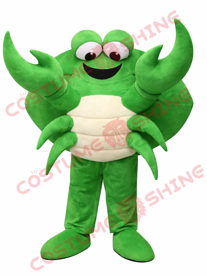 Green Crab Mascot Costume Adult Plush Full Body for Events and Schools