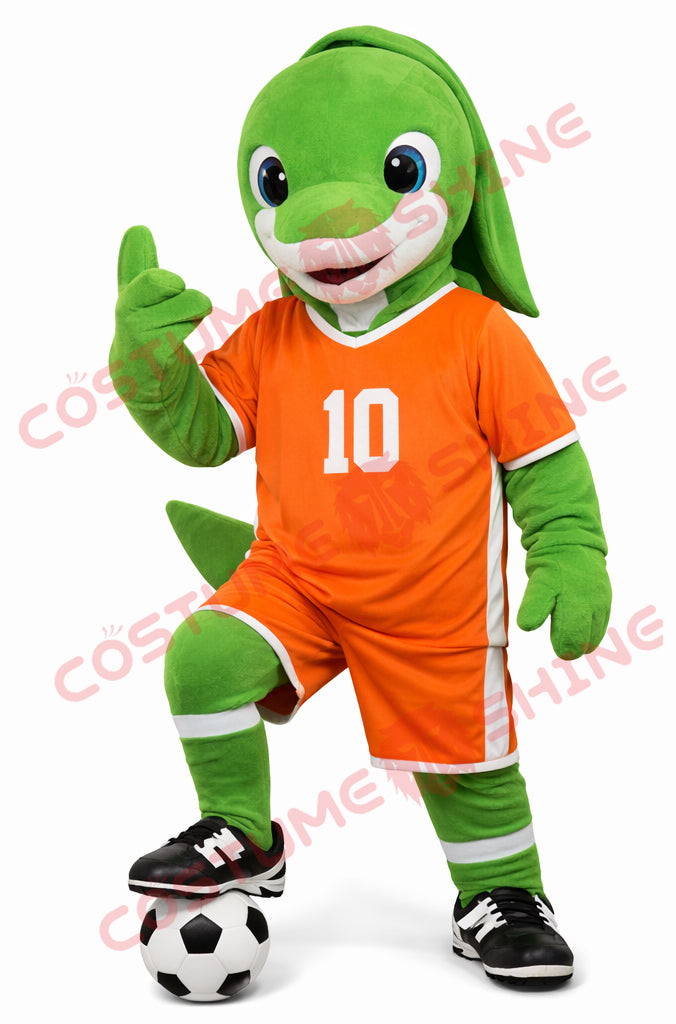 Green Dolphin Mascot Costume Adult Soccer Uniform