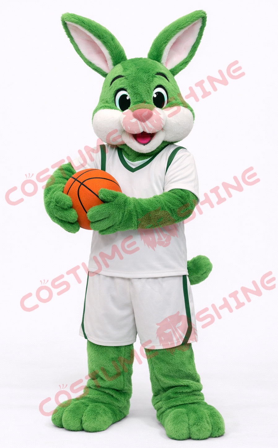 Green Rabbit Basketball Mascot Costume Adult Plush Suit