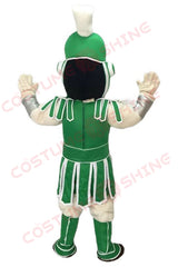 Green Spartan Knight Mascot Costume with Helmet & Armor – Sports, School & Event Use
