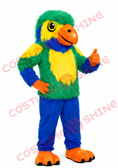 Green Yellow Parrot Mascot Costume Adult with Blue Pants for Promotions