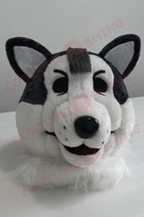 Realistic Husky Dog Mascot Costume for Adults – Black and White Plush Suit with Paw Gloves
