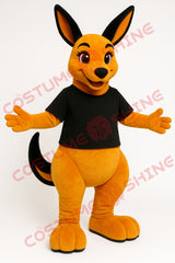 Orange Kangaroo Mascot Costume with Black T-Shirt for Events