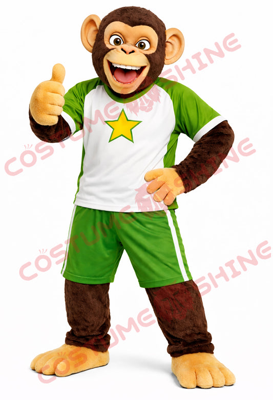 Sporty Monkey Mascot Costume for Adults – Green Team Jersey Style