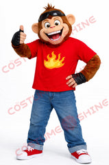 Cool Monkey Mascot Costume for Adults – Red Flame T-Shirt Style