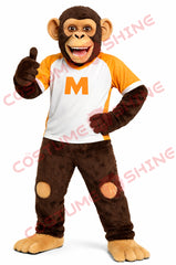 Custom Monkey Mascot Costume for Adults – White & Orange Jersey
