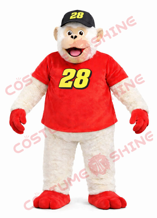 Adult Monkey Mascot Costume with Red Jersey & Number Design