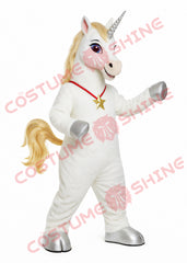 White Unicorn Horse Mascot Costume for Adult Events