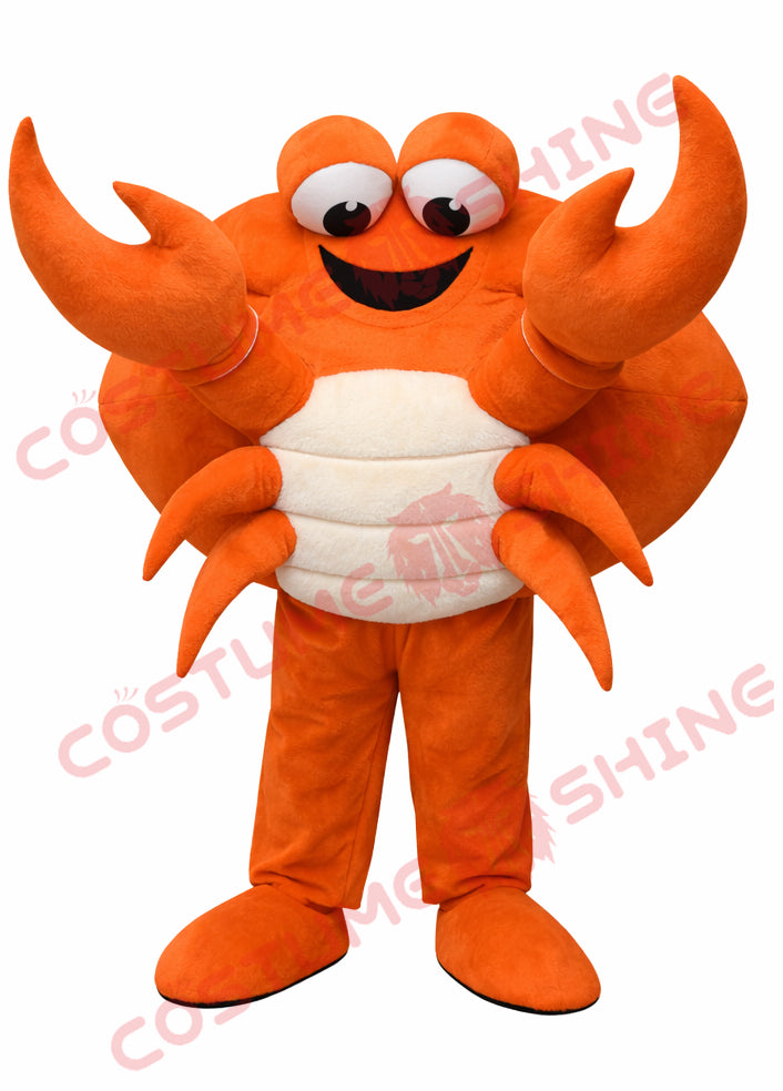 Orange Crab Mascot Costume Adult Plush Full Body for Events and Schools