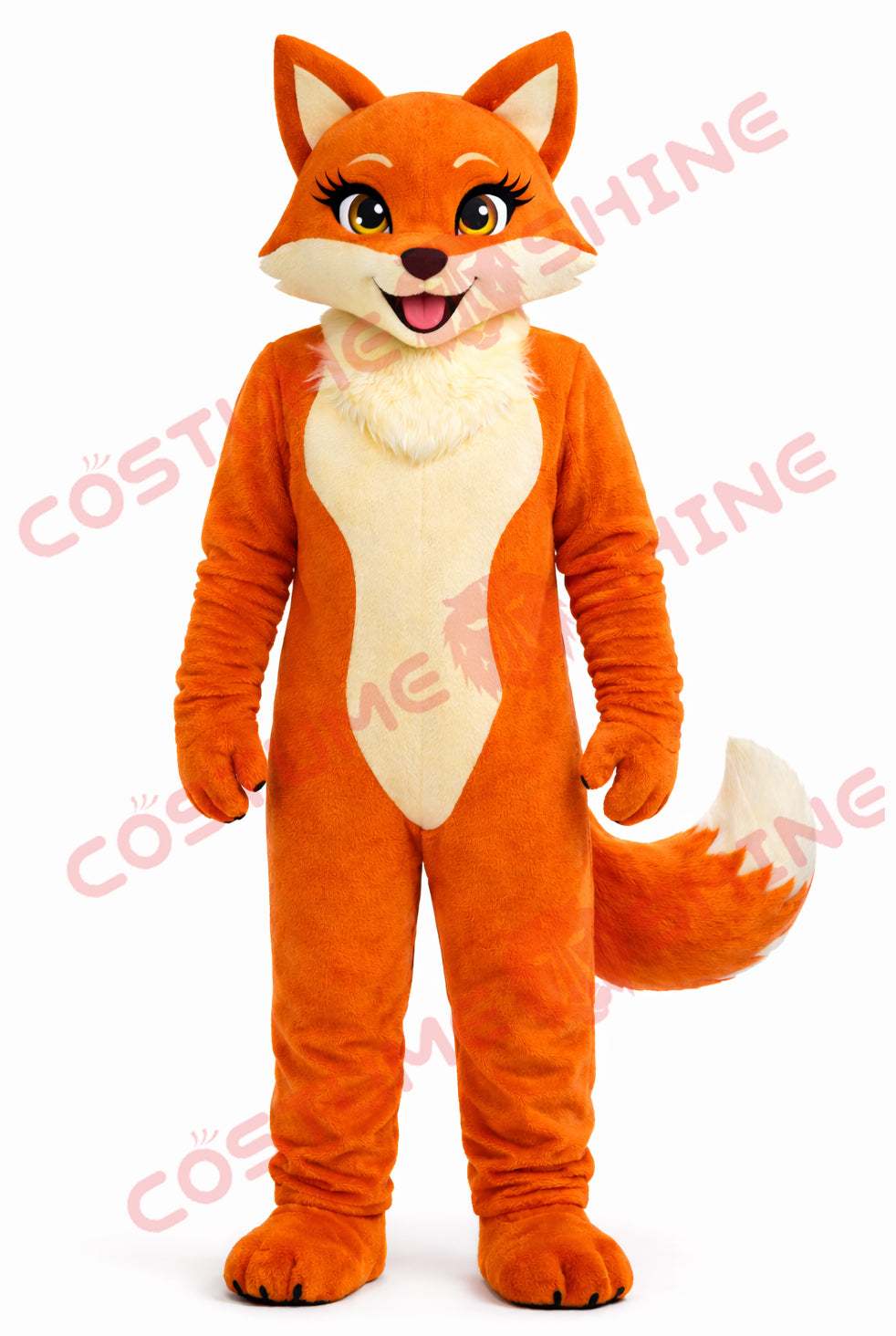 Adult Orange Fox Mascot Costume Plush Full Body Suit
