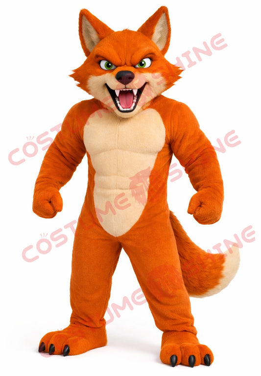 Adult Fierce Fox Mascot Costume Muscle Full Body Suit