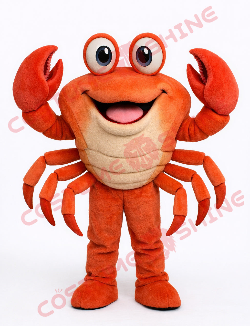 Orange Red Crab Mascot Costume Adult Plush Full Body for Events and Schools