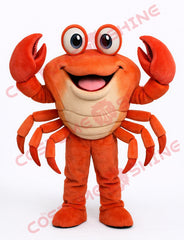 Orange Red Crab Mascot Costume Adult Plush Full Body for Events and Schools