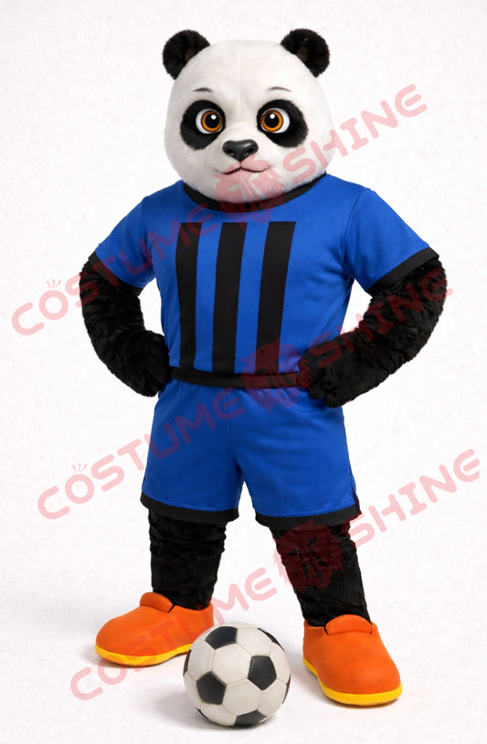 Panda Mascot Costume Adult Blue Soccer Uniform Sports Suit