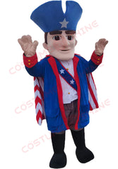 Patriot Mascot Costume in Colonial Blue Outfit – American Independence Character