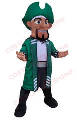 Green Pirate Mascot Costume with Hat and Beard – Buccaneer Character for School & Events