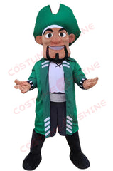 Green Pirate Mascot Costume with Hat and Beard – Buccaneer Character for School & Events