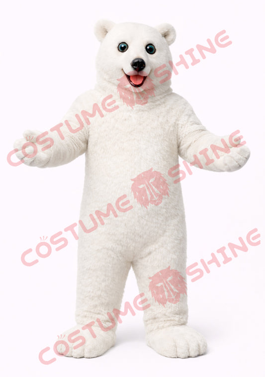 Polar Bear Mascot Costume Adult White Full Body Plush Suit