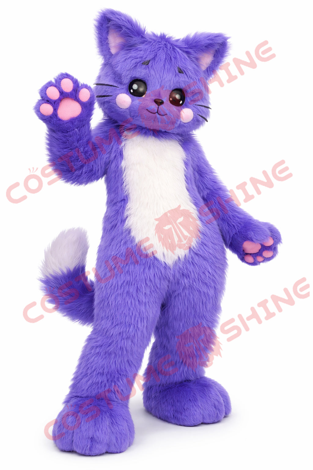 Purple Cute Cat Mascot Costume Adult Plush Cartoon Character