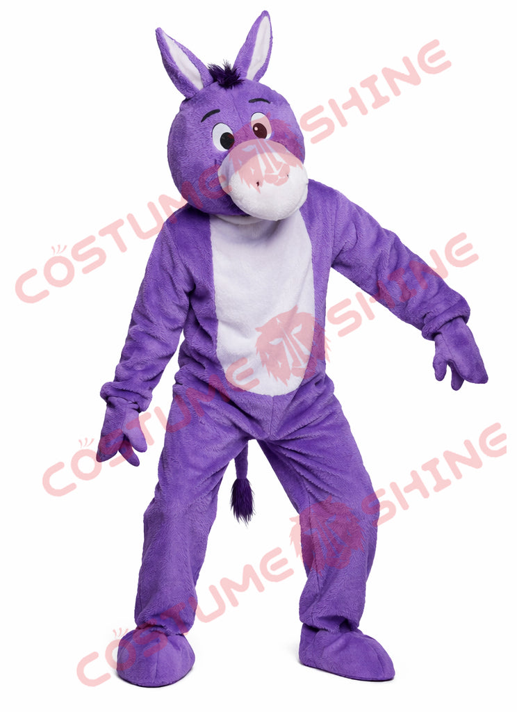 Purple Donkey Mascot Costume for Adults Full Body Plush Performance Suit