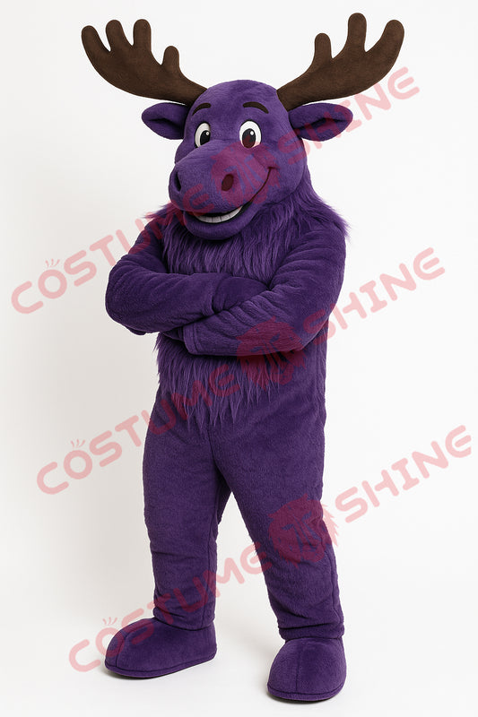 Purple Moose Mascot Costume for School Events, Parades & Promotions