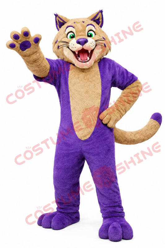 Purple Wildcat Mascot Costume for Adults – Full Body School & Sports Team Mascot