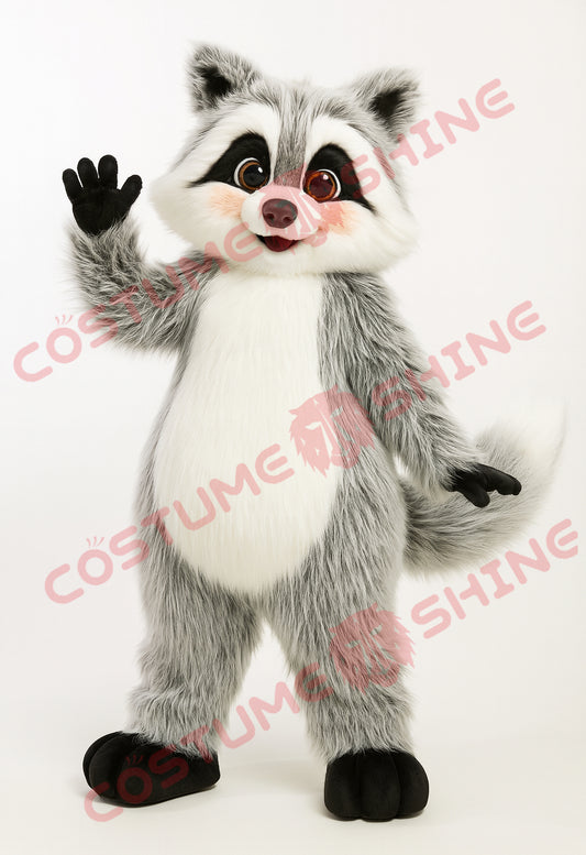 Adult Raccoon Mascot Costume Plush Friendly Character Suit