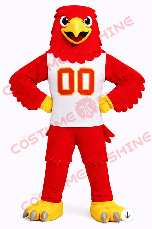Red Falcon Mascot Costume Adult Sports Jersey Style