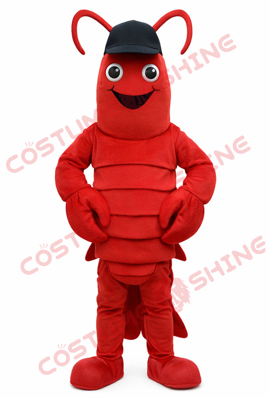 Red Lobster Mascot Costume for Adults with Baseball Cap Custom Character