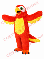 Red and Yellow Parrot Mascot Costume Adult Plush with Spread Wings