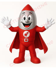 Custom Rocket Mascot Costume in Red Superhero Style – Space-Themed Plush Suit for Events & Promotions