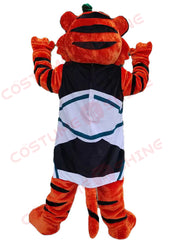 Female Tiger Mascot Costume in Cheer Outfit – Cartoon Sports Tiger for School & Events